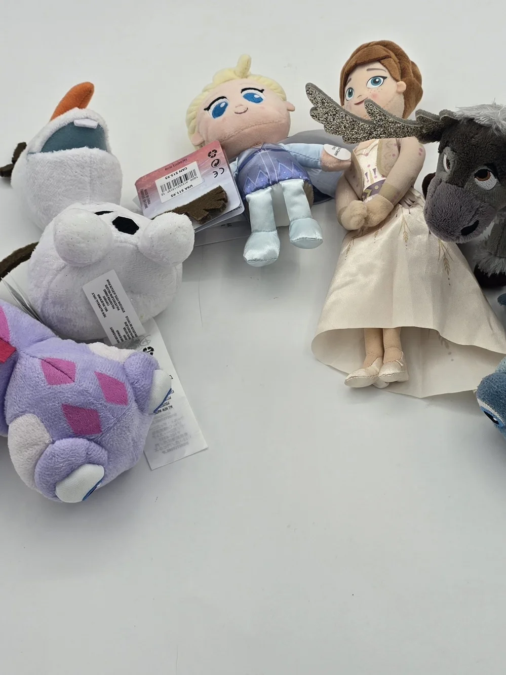 6 Disney Frozen Elsa & Anna,Sven , 2 Bruni Plush Dolls - Blue, Cream, Brown